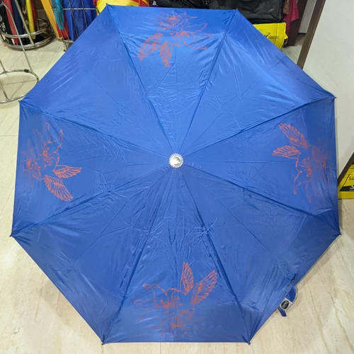 Juhi 3 Fold Blue Printed Hand Umbrella - Color: Multiple