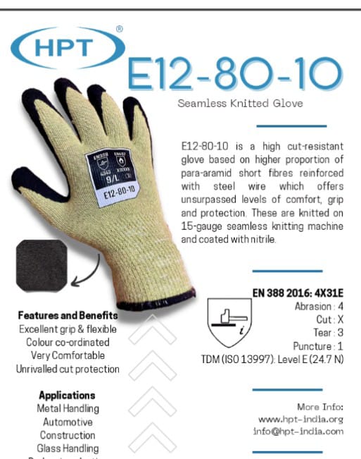 Nitrile Foam Coating With Cut Resistance Gloves - Color: As Per Availability