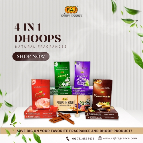 Four in one Dhoop,Rose, Jasmine, Sandalwood & Lavender