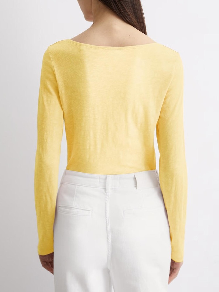 Ladies  Slub   Knit  Long   Sleeve  T-Shirt