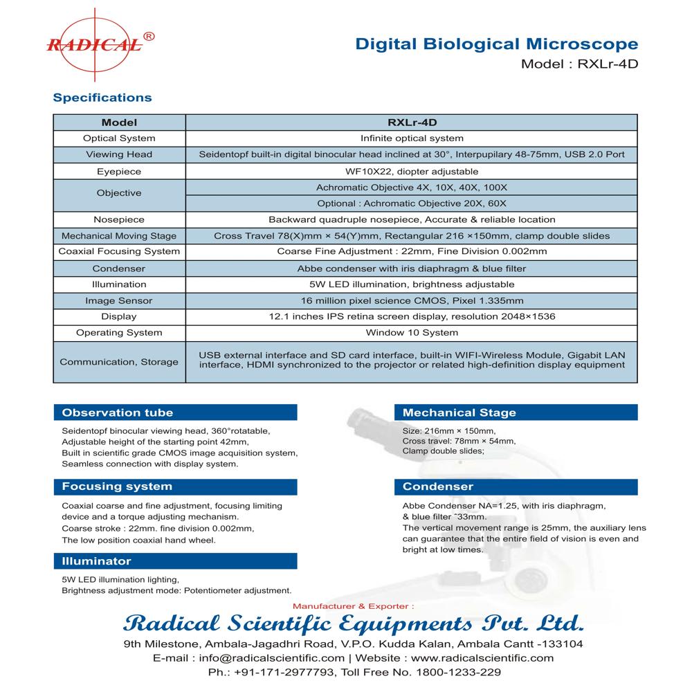 Digital Biological Microscope RXLr-4D