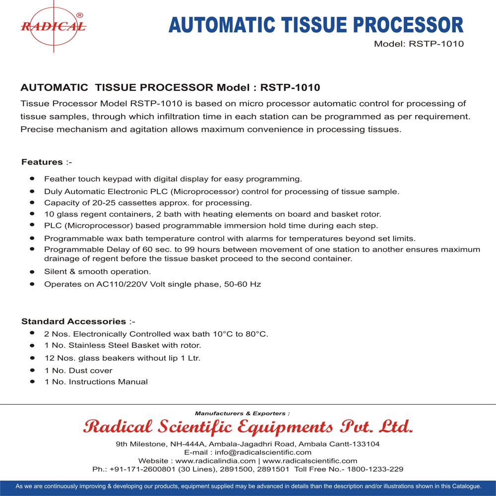 Automatic Tissue Processor Digital RSTP-1010