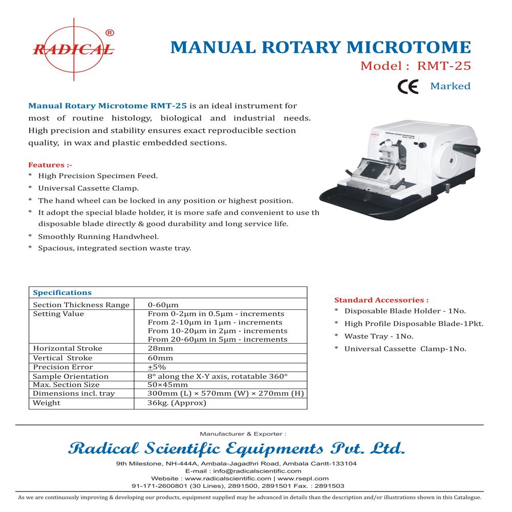 Manual Rotary Microtome Rmt-25 - Application: Mining
