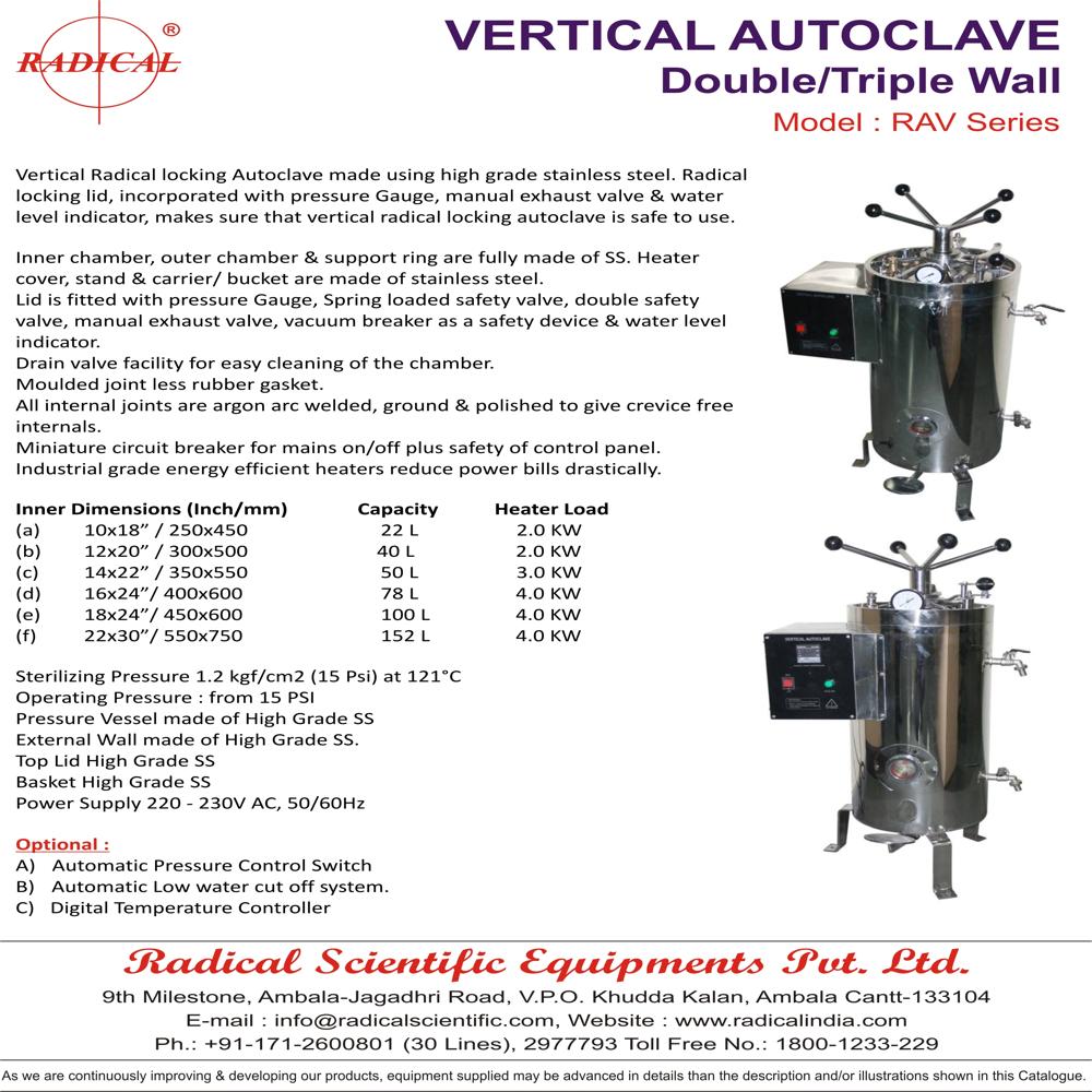 Vertical Triple Walled High Pressure Radial Lock Autoclave RAV-98