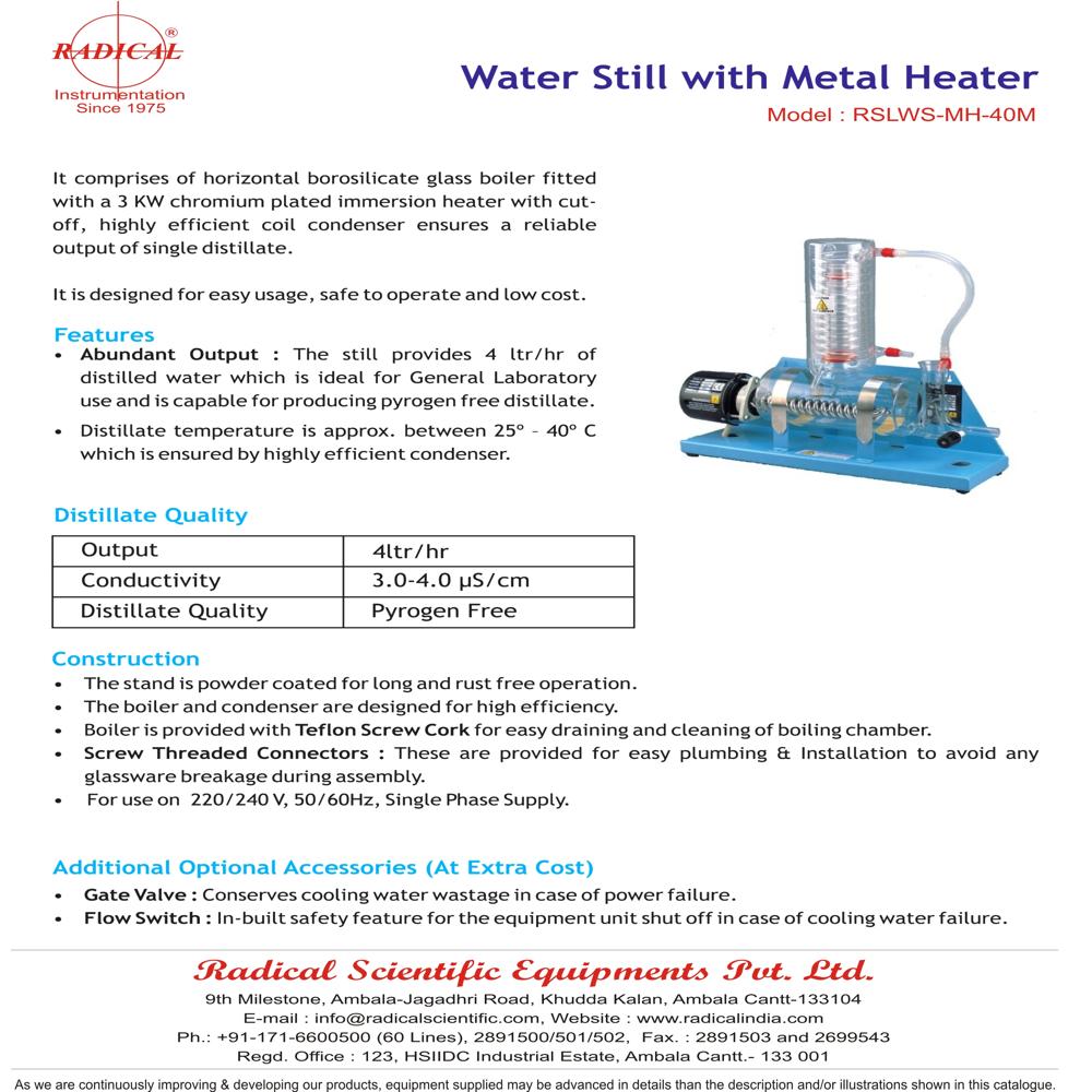 Water Distillation With Metal Heater Rslws-mh-40m - Feature: Good Quality