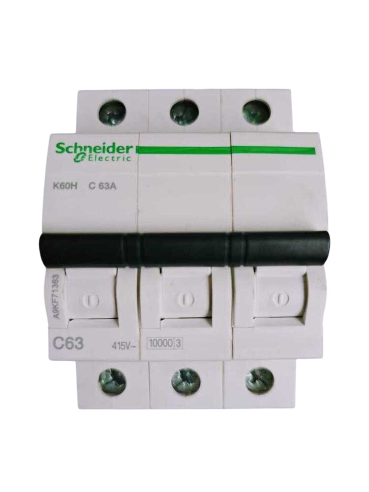 Schneider C - Curve 10Ka 3 Pole 63A Miniature Circuit Breaker - Color: White