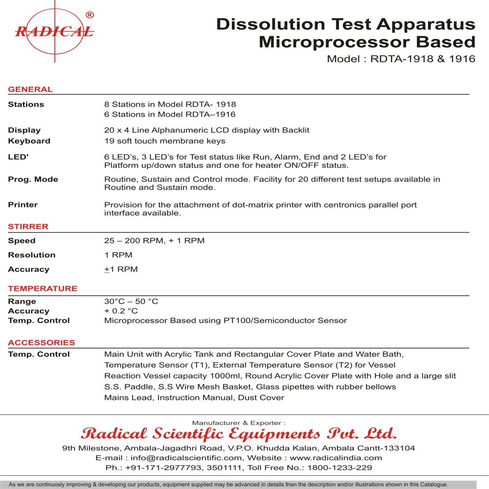 Tablet Dissolution Test Apparatus (6 Basket) RS-1916