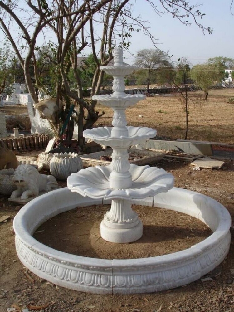 White Marble Carving Garden Fountain - Feature: Durable