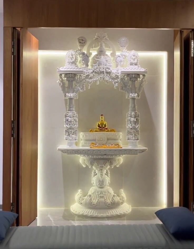 Indoor Carved White Marble Temple - Features: High Quality