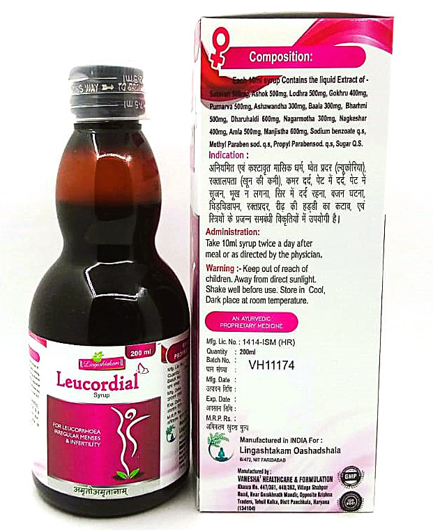 200ml Leucordial Syrup - Age Group: For Adults