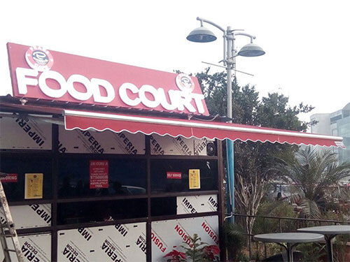 Food Court Terrace Awning - Color: Red