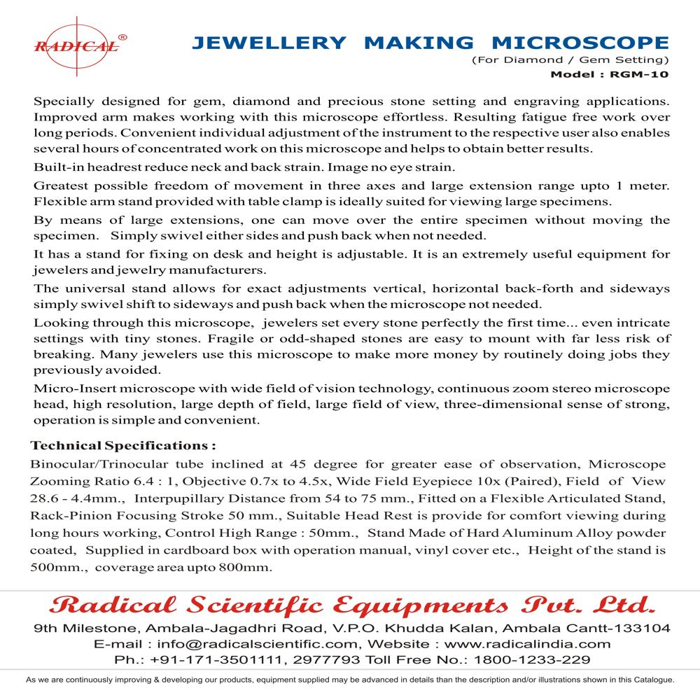 Jewellery Making Microscope Rgm-10 - Application: Microelectronics