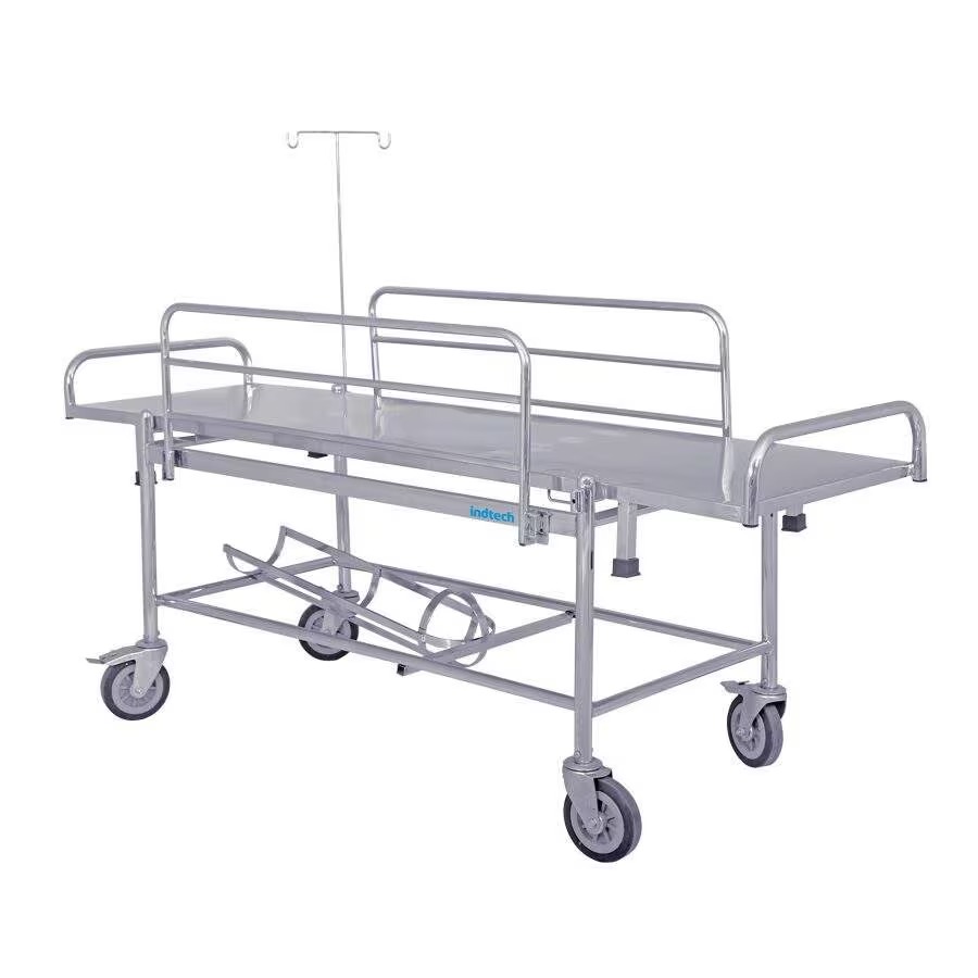 Stretcher Trolley With Cylinder Stand And Railing - Color: White