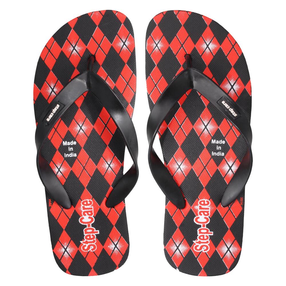 Mens Red Black Slippers