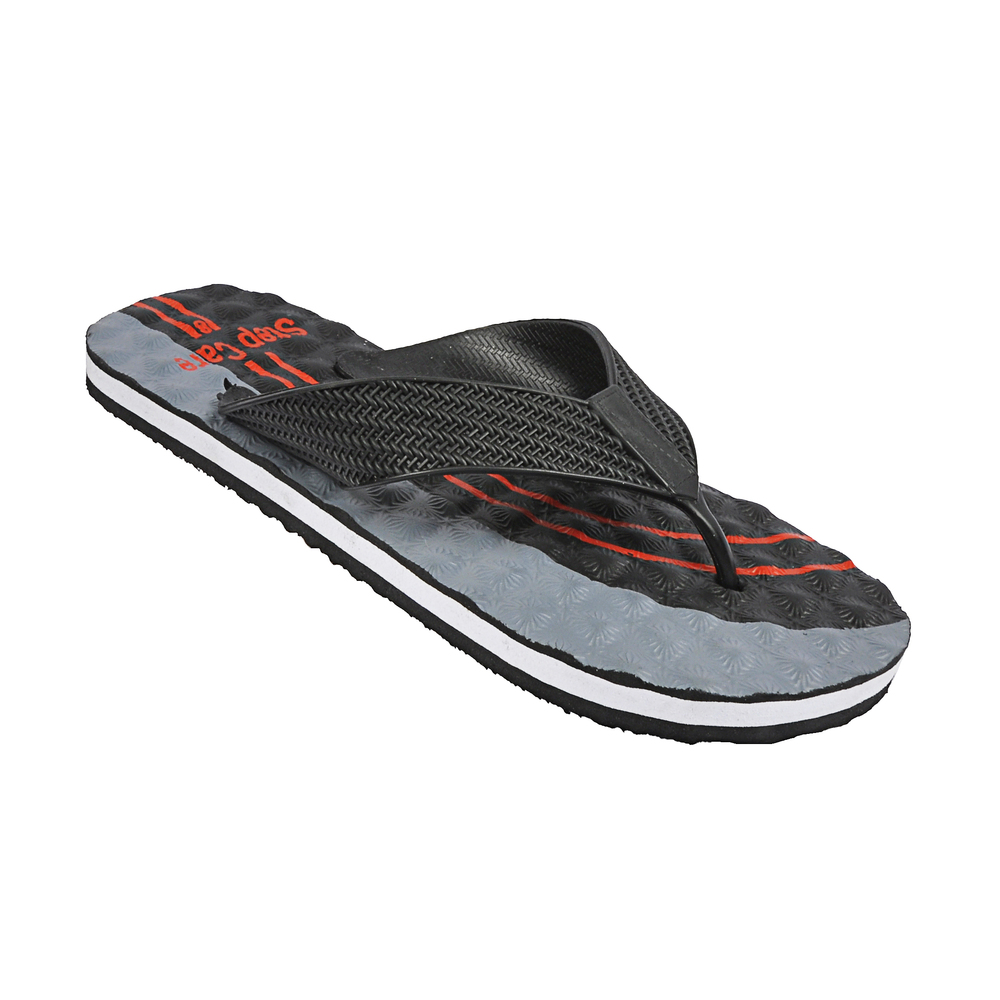 Men Red And Black Colourblocked Slippers - Color: Multicolor