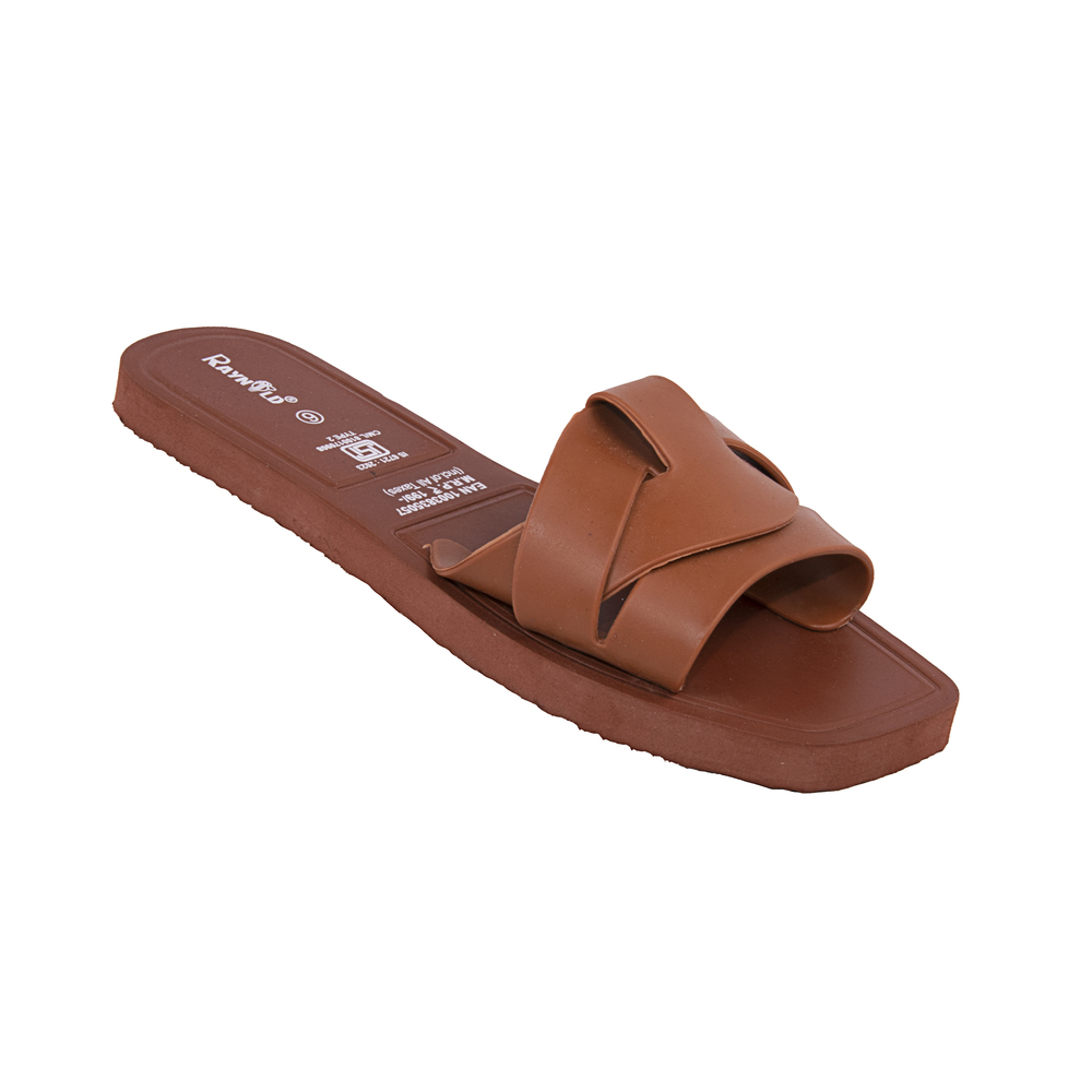 Brown Ladies Slip On Flat Sandals - Color: Multicolor