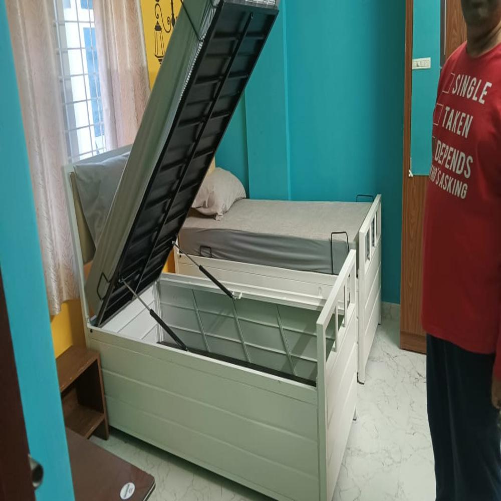 Metal Single Bed With Storage
