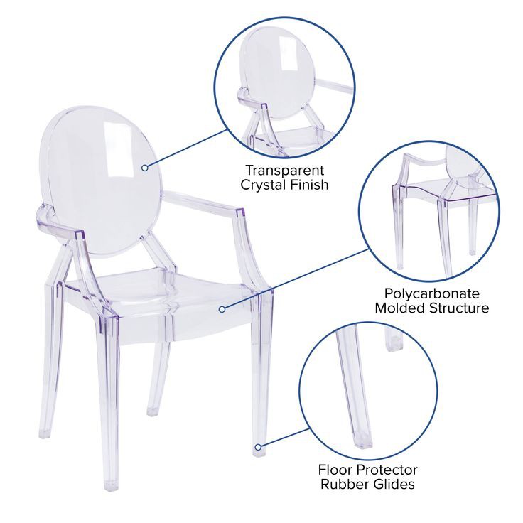 Transparent Ghost Cafe Chair - Color: White