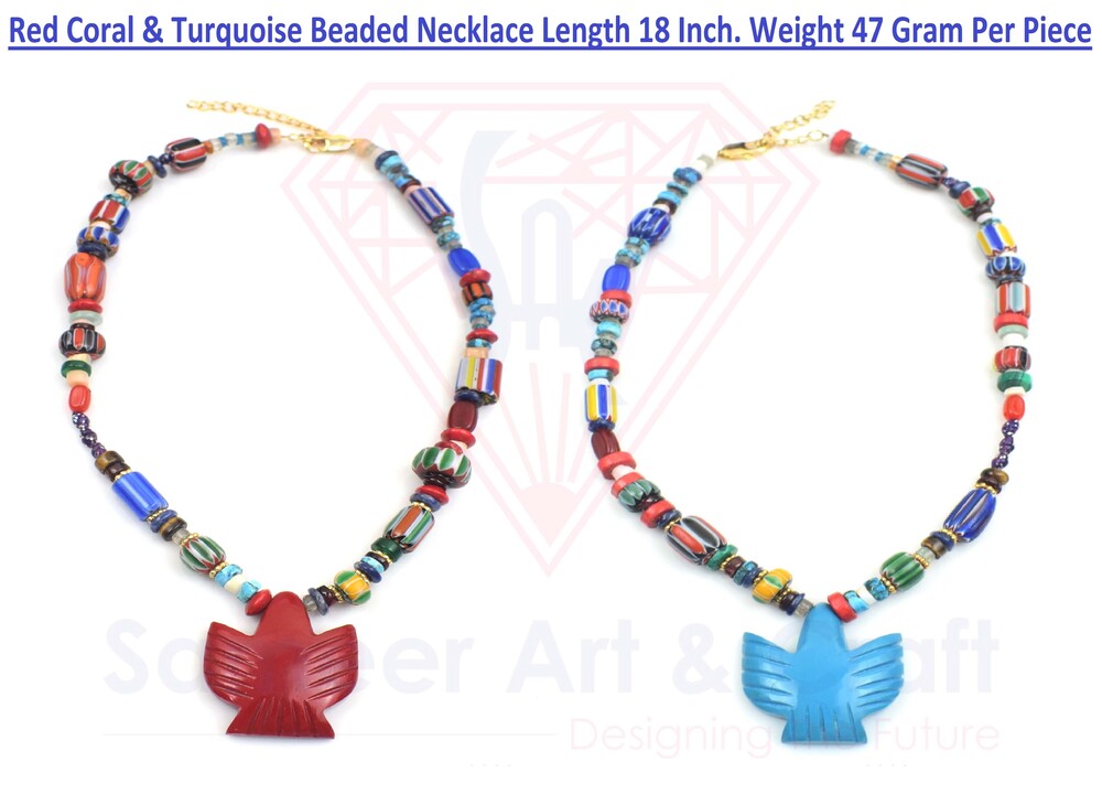 Brass Material Beaded Necklace With Eagle Design Shape