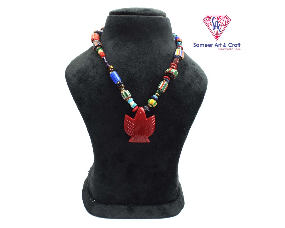 Brass Material Beaded Necklace With Eagle Design Shape