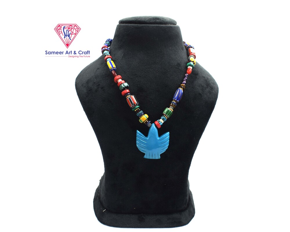 Brass Material Beaded Necklace With Eagle Design Shape