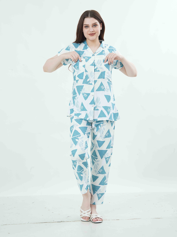 Womy Braless Loungewear Set A Blue Prism Edition - Pattern: Printed