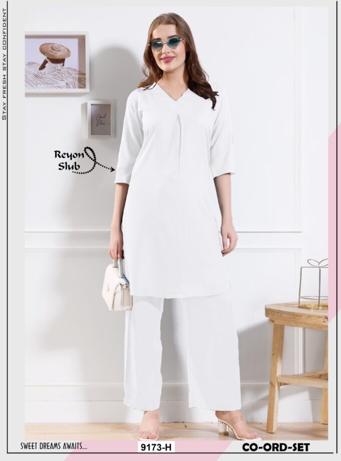 Womy Premium Extra Long Co-Ord Set for Women  Stylish Rayon Slub Kurti Set