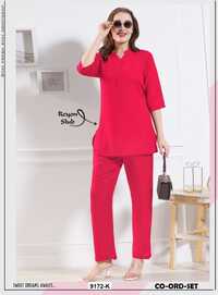 Womy Premium Womens Co-Ord Set with Long Kurti  Solid Colours in Rayon Slub  Pink