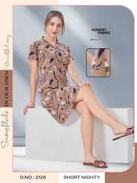 Women Hosiery Short Nighty Collar Neck