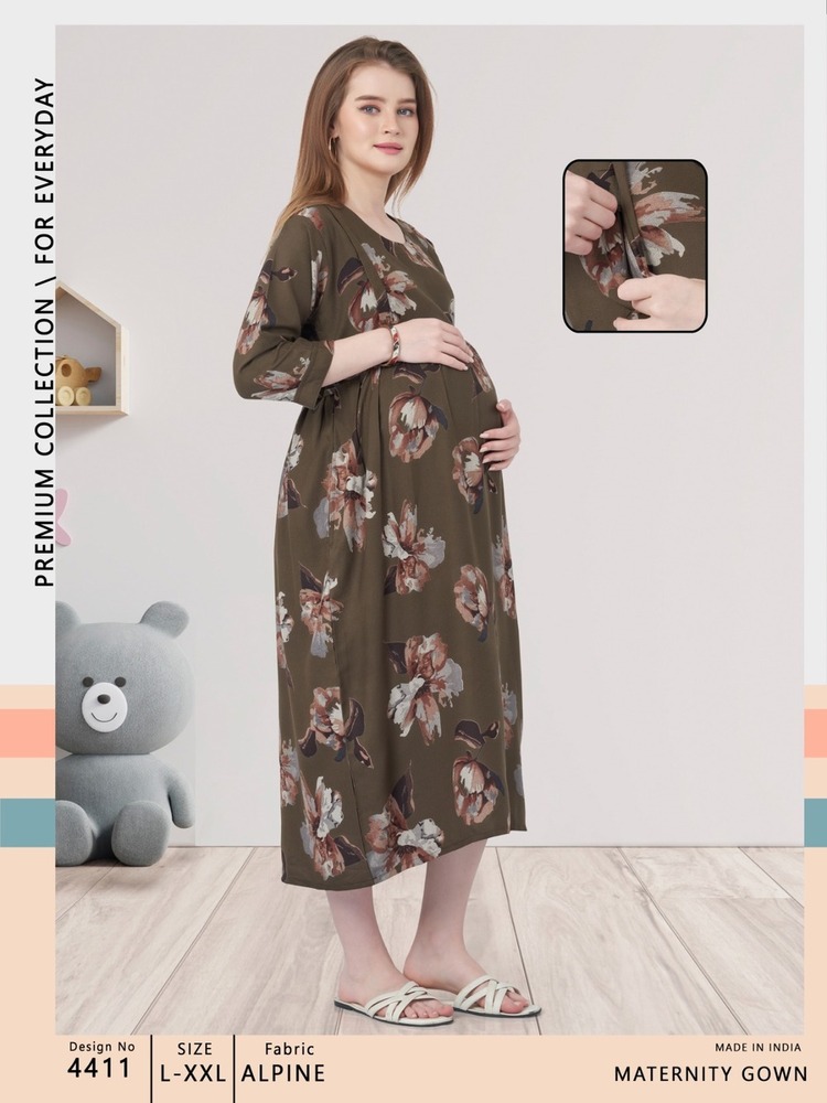 Womy Maternity & Nursing Gown  Cozy & Feeding-Friendly