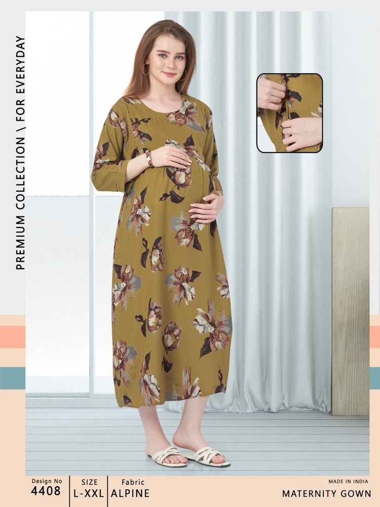 Womy Maternity & Nursing Gown  Soft, Stylish & Feeding-Friendly
