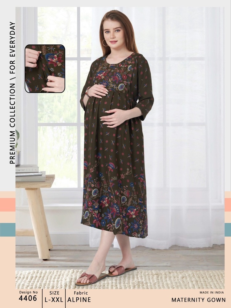 Womy Maternity & Nursing Gown  Comfortable & Feeding-Friendly