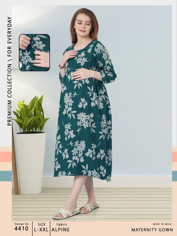 Stylish Maternity & Nursing Gown  Feeding-Friendly Comfort Wear