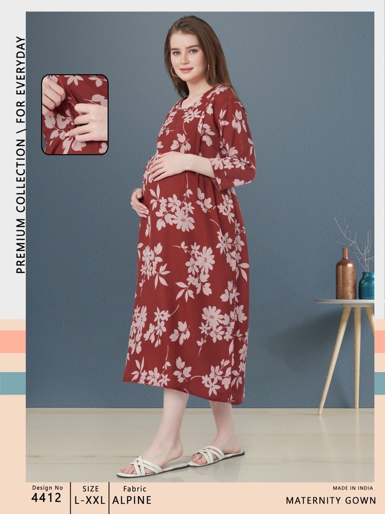 Womy Feeding & Nursing Maternity Gown  Elegant Comfort Wear 