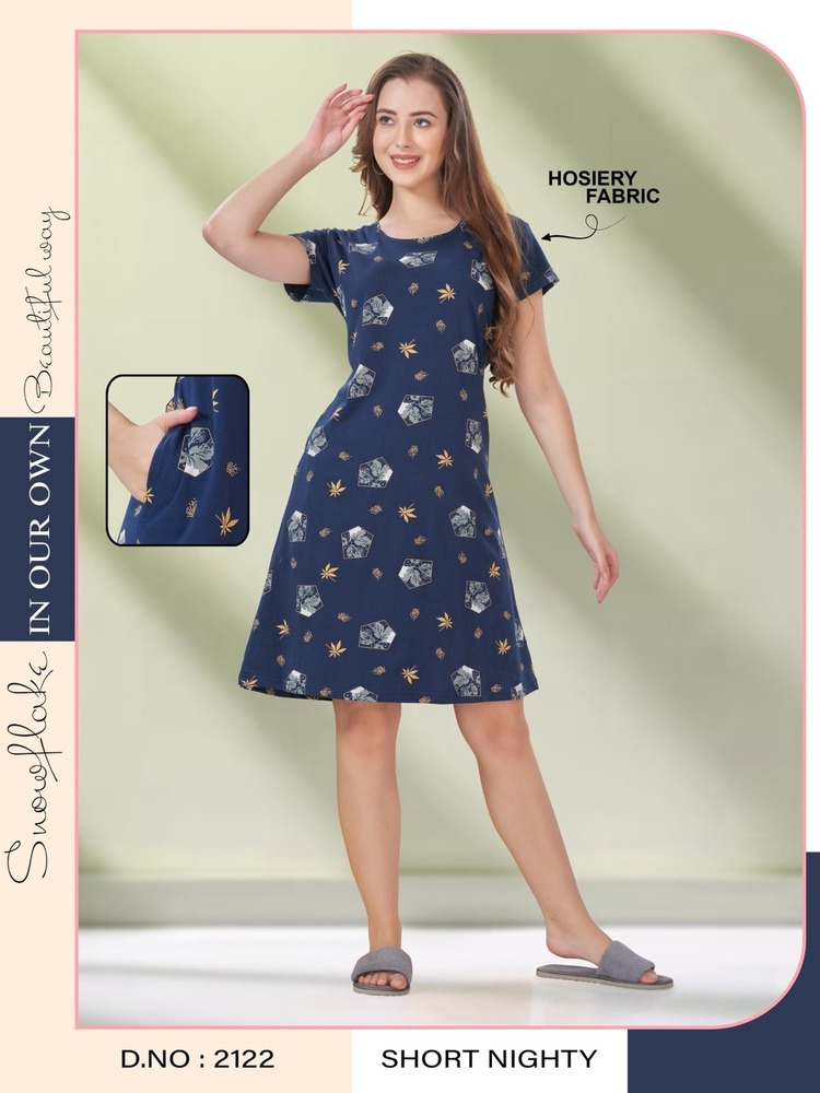 Hosiery Short Nighty Round Neck