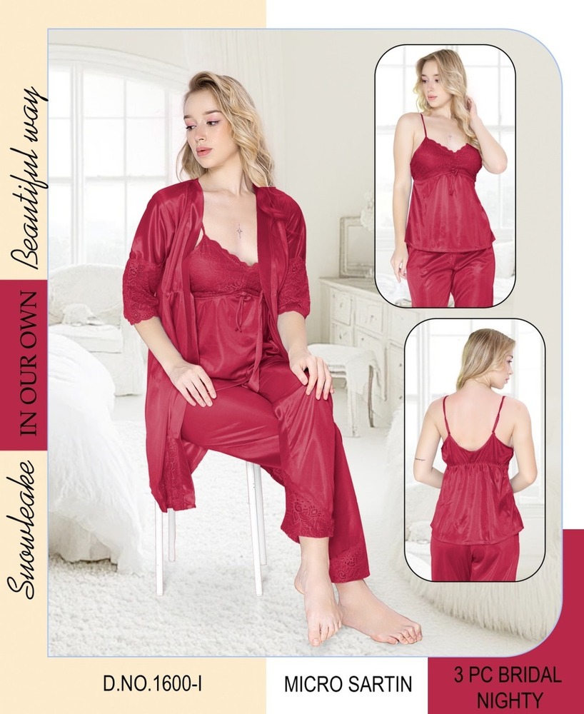 3 PC BRIDAL NGIHTWEAR SET(LIGHT PADDED)