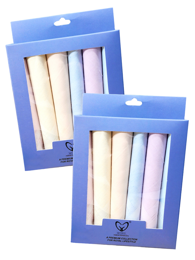 Womy Pure Cotton Handkerchief Tara Design 03 Luxurious Gift Set For Women - Color: 6 Different Colours