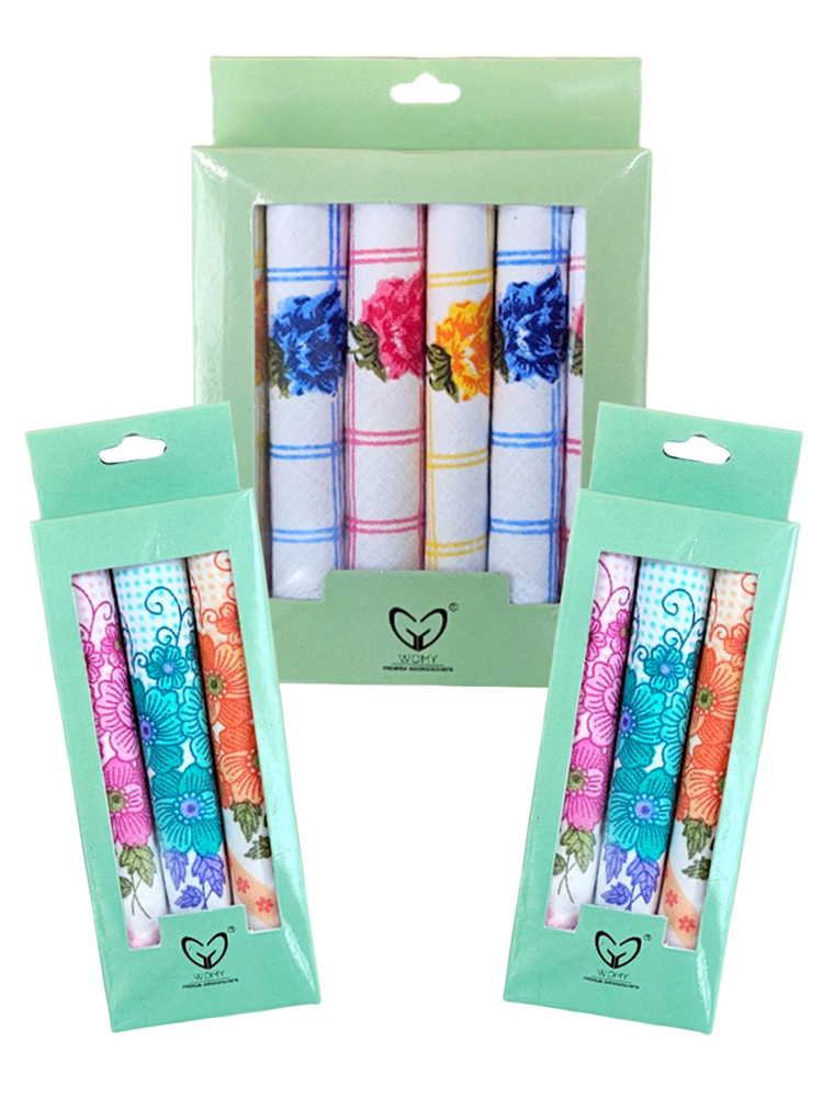 Womy Pure Cotton Towel Napkin Handkerchief Mansi Design 02 - Age Group: Adults