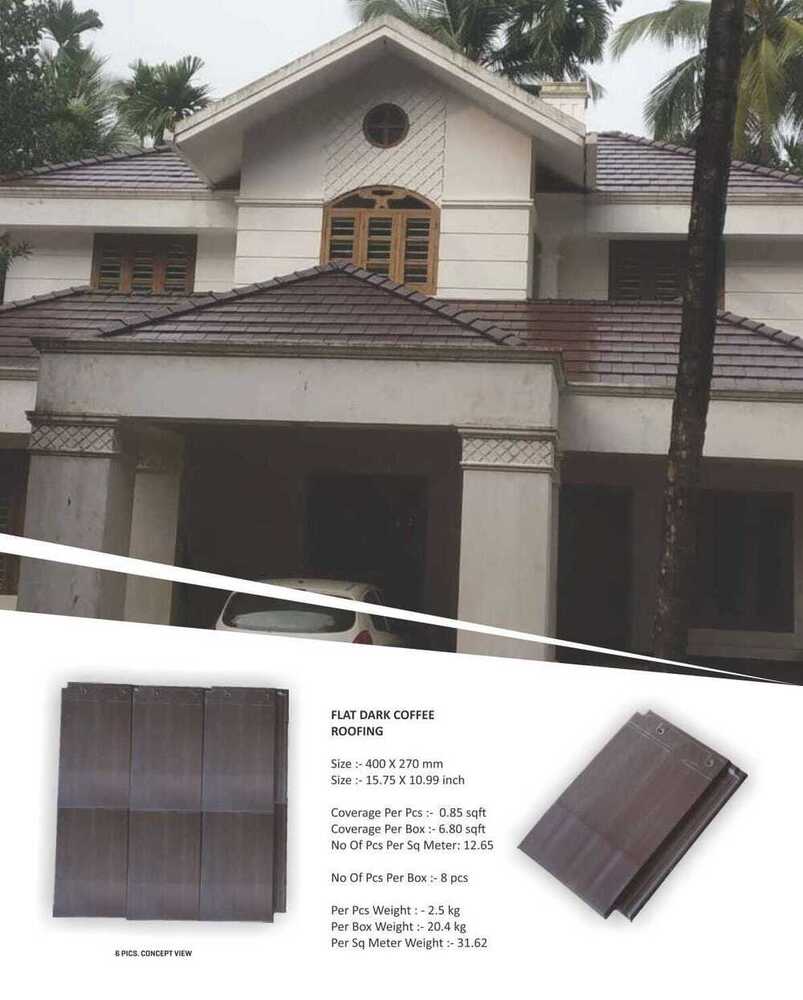 400X270mm Flat Dark Coffee Roofing Tile
