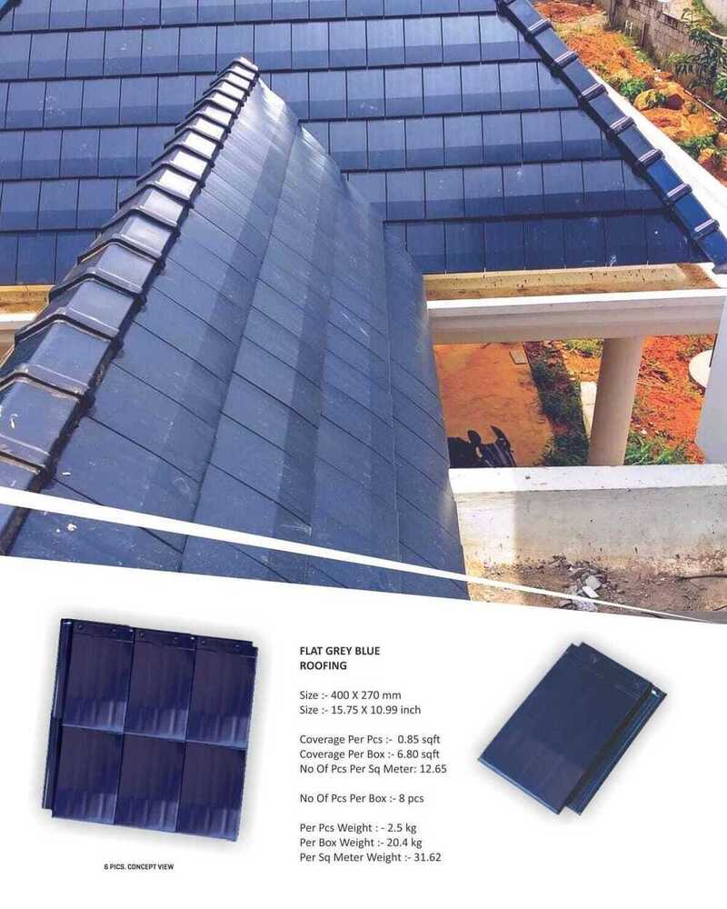 400X270mm Flat Grey Blue Roofing Tile
