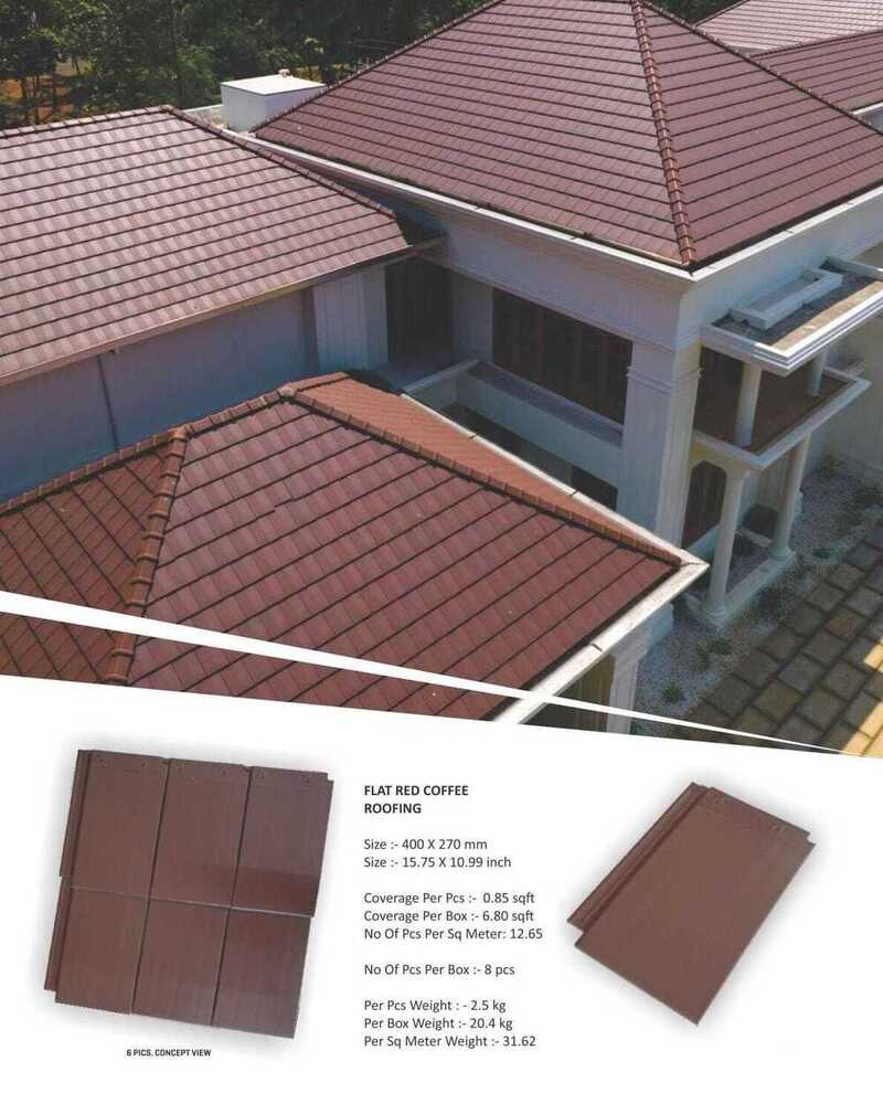 400X270Mm Flat Red Coffee Roofing Tile - Dimension (L*W*H): 400X270 Millimeter (Mm)