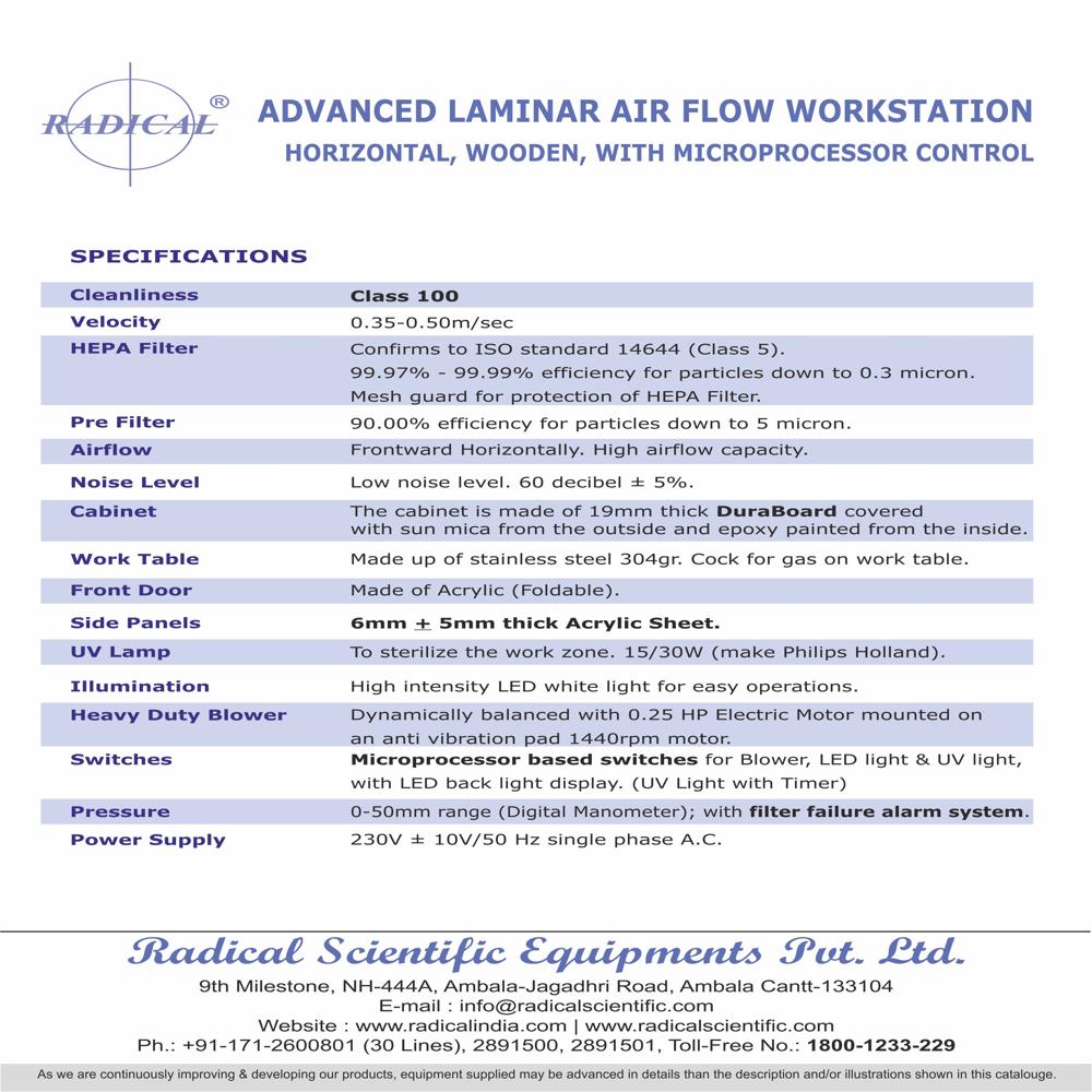 Laminar Air Flow Horizontal