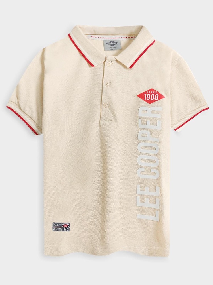 Boys Ecru Applique Polo