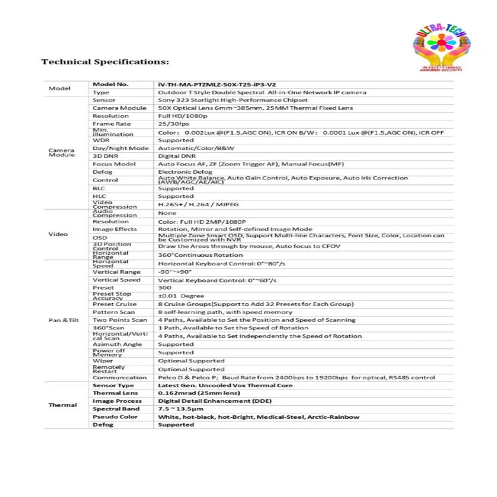 LONG RANGE MARINE GRADE THERMAL PTZ CAMERA DAY 6 KM & NIGHT 3KM - - iV-TH-MA-PTZMLZ-50X-T25-iP3-V2