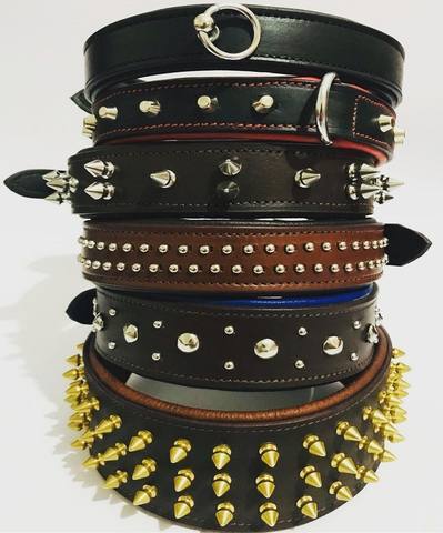 Adjustable Luxury Punk Leather Dog Collar - Color: As Per Availability