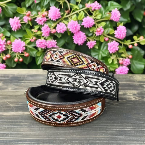 100 Genuine Leather Western Design Dog Collar