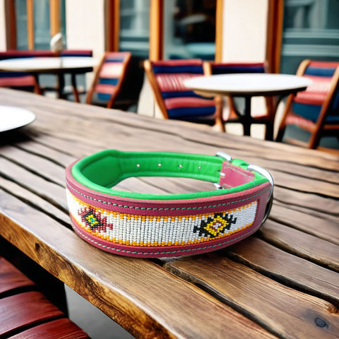 Exclusive Durable Heavy Duty Beaded Dog Collar - Color: As Per Availability