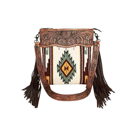 Western Navajo Style Cowhide Leather Clutch Bag - Color: Different Available
