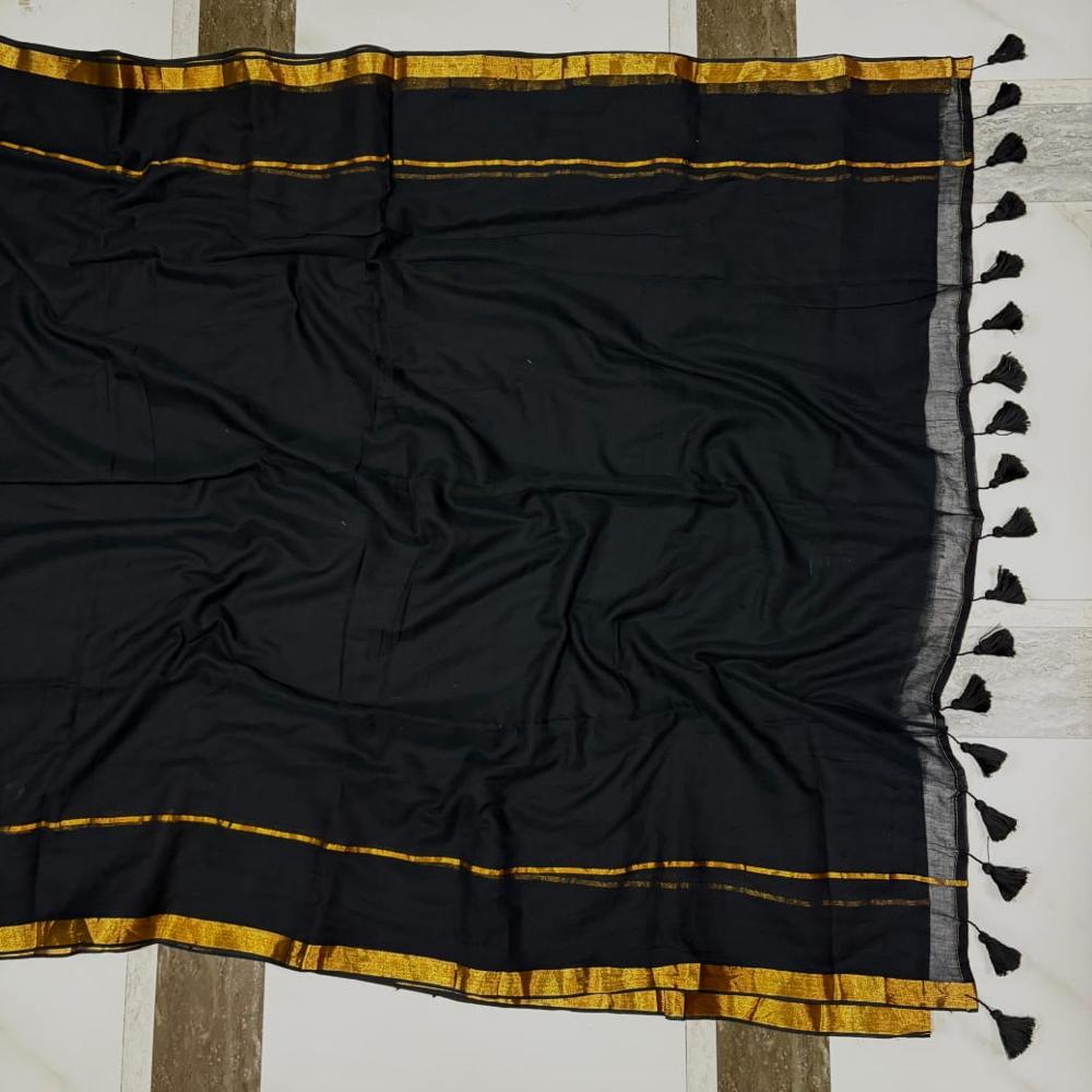 Pure 120count Mul Cotton Saree Jori Border - Design: Printed