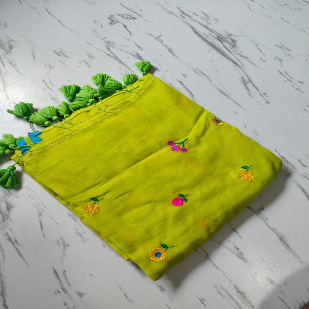 Mul Mul Cotton Saree - Color: Green